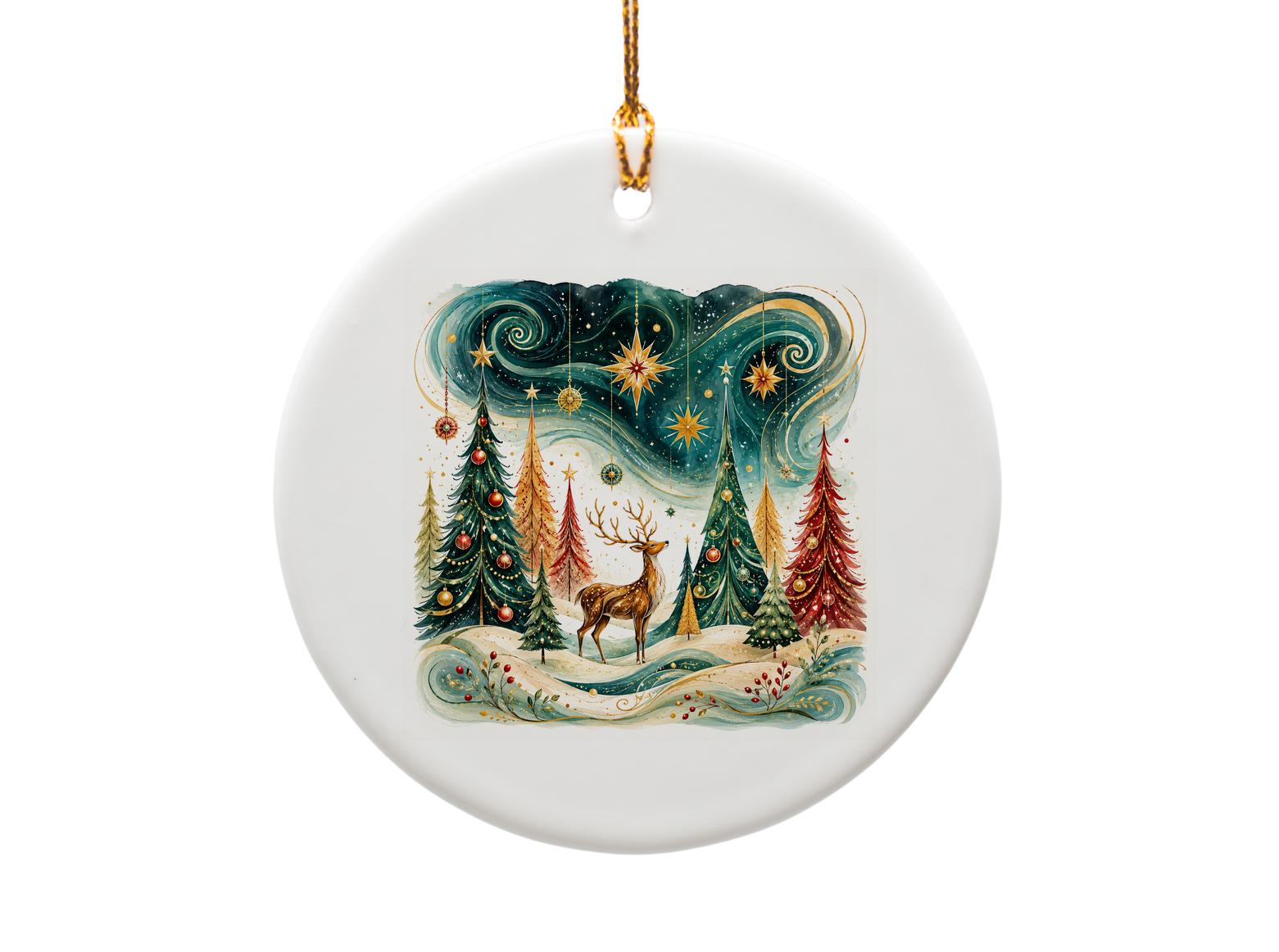 Reindeer And Christmas Trees Ornament Festive Holiday Decor Winter Wonderland Hanging Decoration For Tree Seasonal Gift O1118