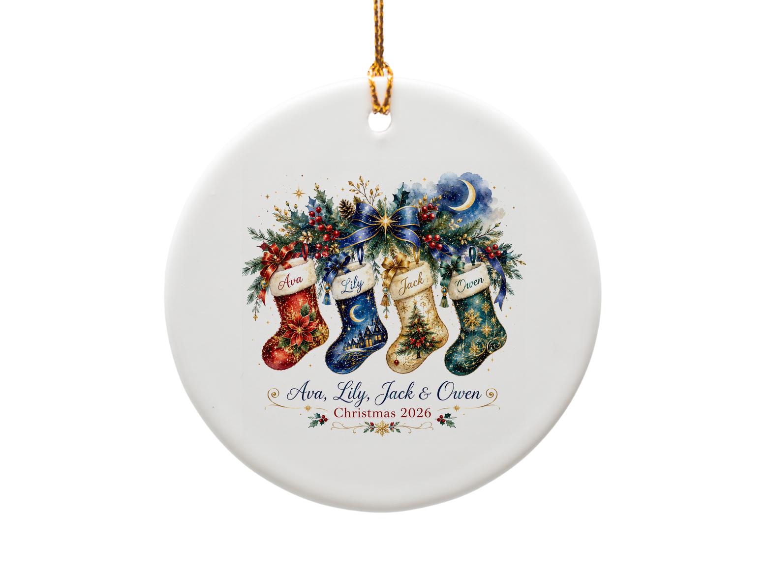 Christmas 2026 Personalized Ornament Family Holiday Decor Custom Name Stocking Ornament O1121