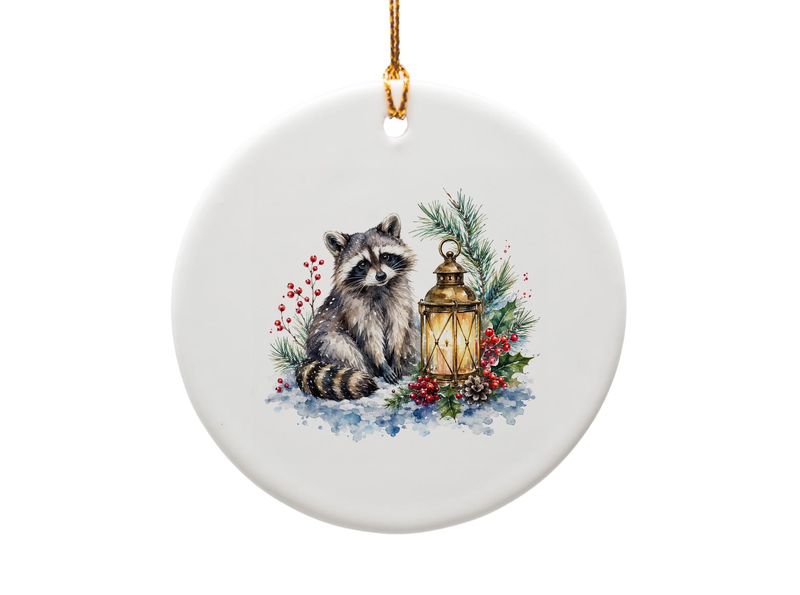 Raccoon With Lantern Christmas Ornament Winter Wildlife Decoration Holiday Decor Cute Animal Ornament Gift O1127
