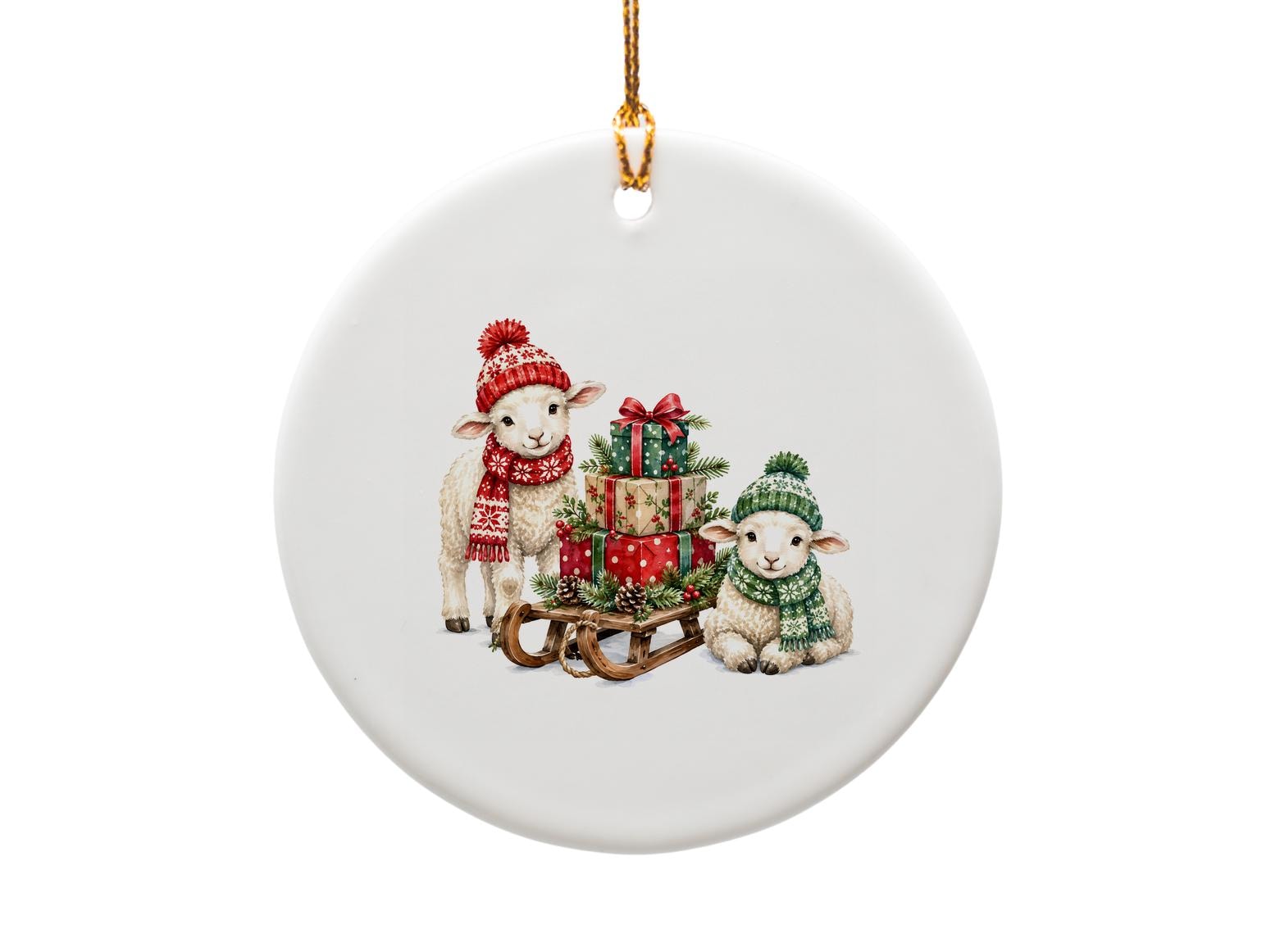 Christmas Lamb Ornament Cute Holiday Decor Winter Gift Sleigh Festive Decoration For Animal Lover Cozy Home Accent O1128