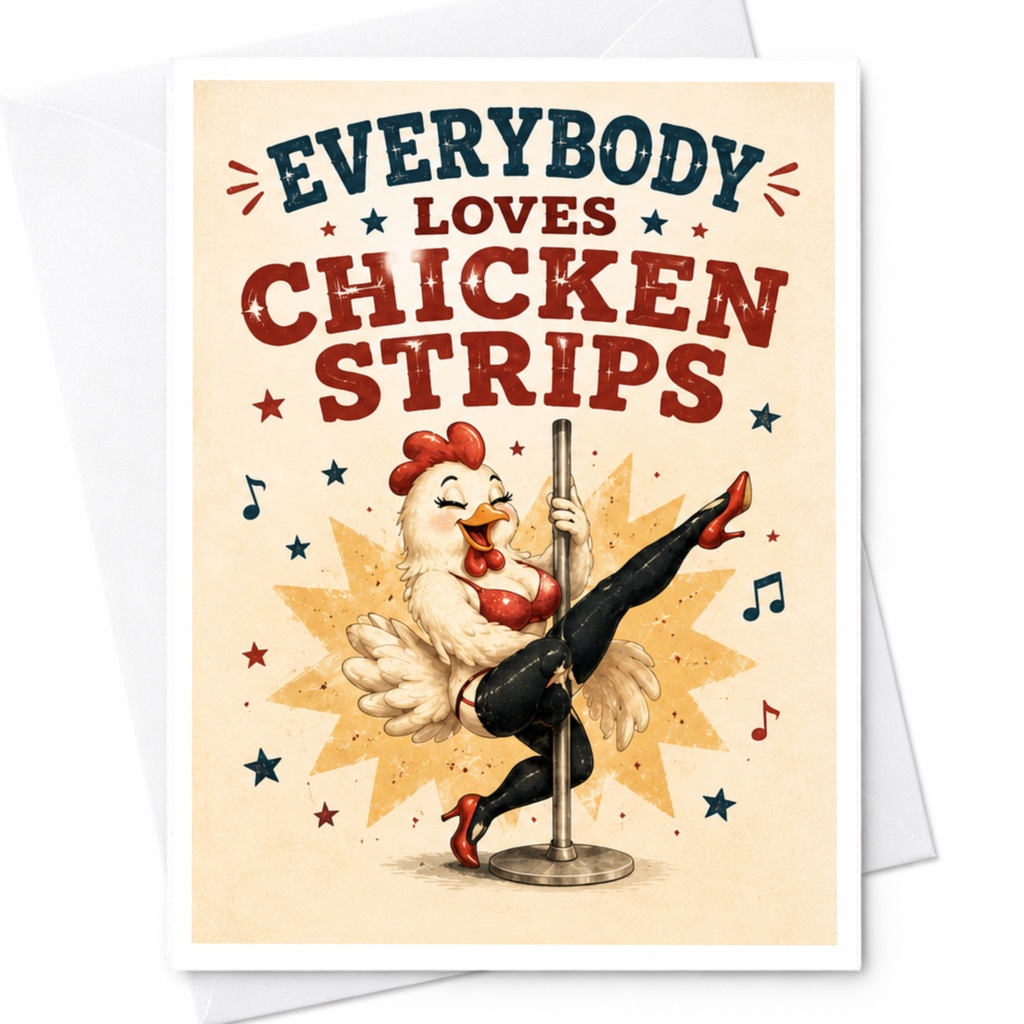 Everybody Loves Chicken Strips Funny Greeting Card Chicken Pole Dancing Card Sarcastic Card For Friend C5022