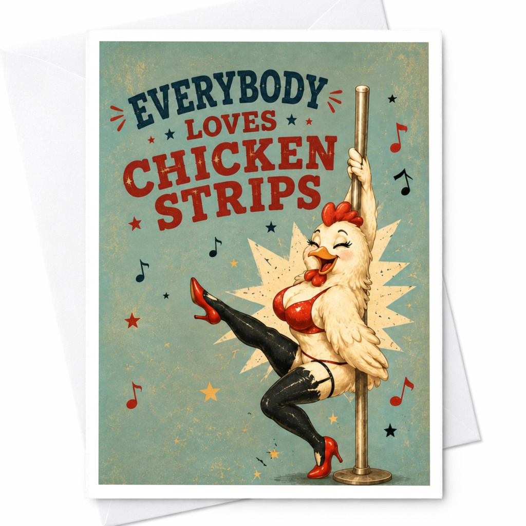 Everybody Loves Chicken Strips Funny Greeting Card Chicken Pole Dancing Card Sarcastic Card For Friend C5021