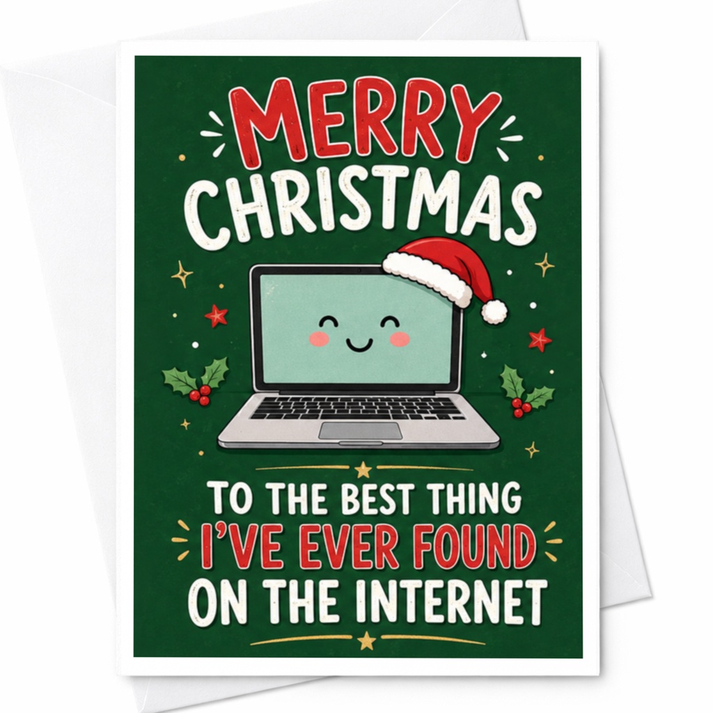 Merry Christmas To The Best Thing I've Ever Found On The Internet Romantic Holiday Card For Him Her Husband Wife Cute Xmas Card C5043