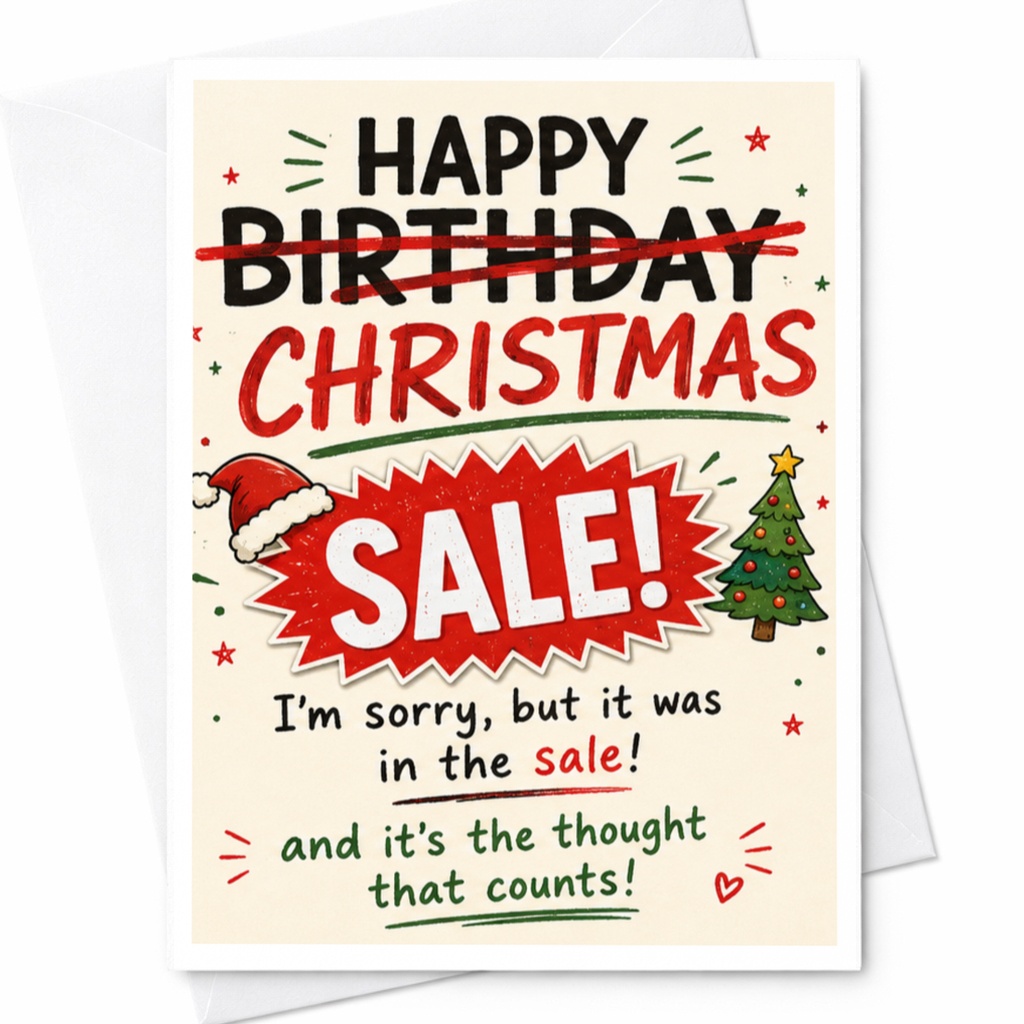 Happy Birthday Christmas Sale! Funny Christmas Card Holiday Greeting Card For Friends Family Xmas C5063