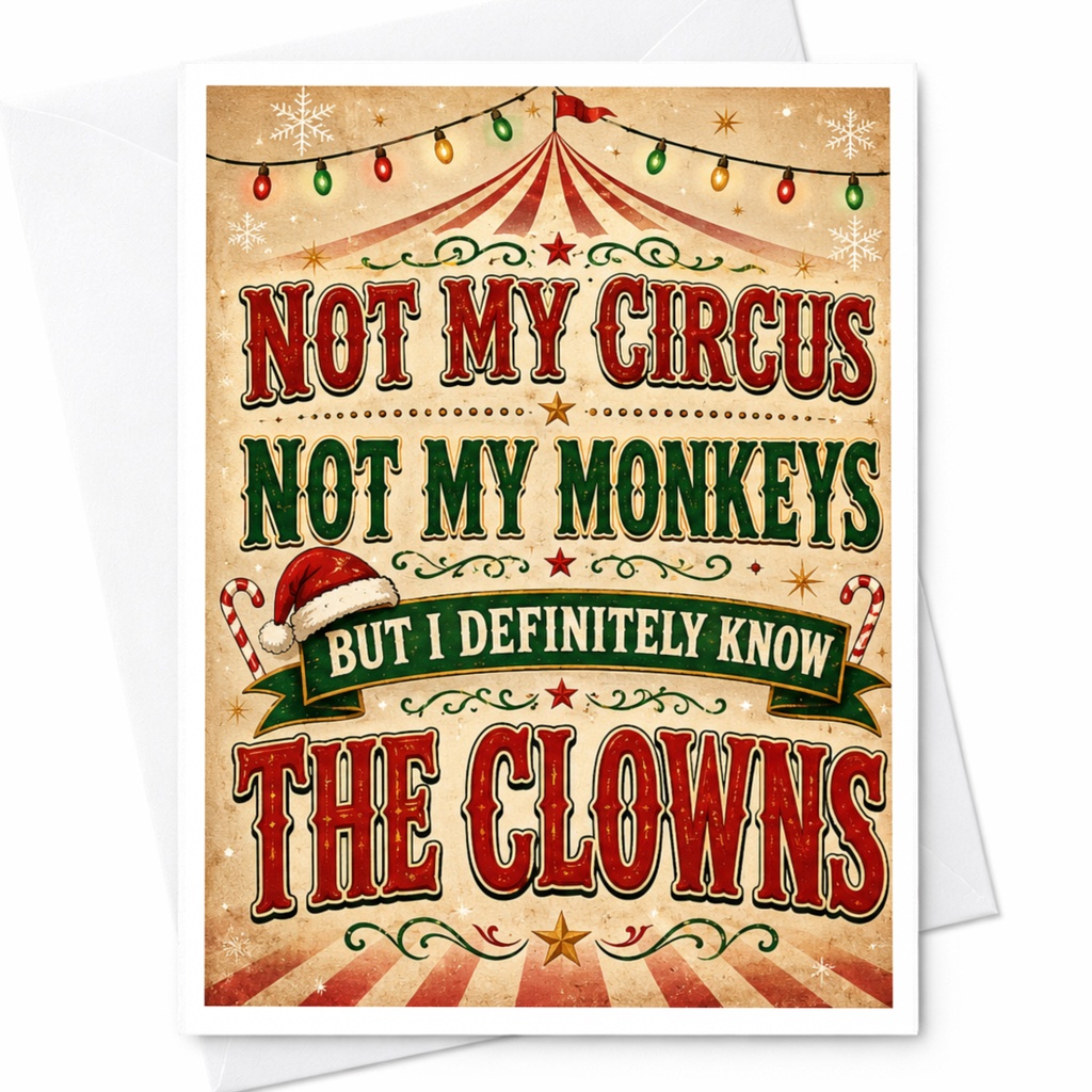 Not My Circus Not My Monkeys But I Definitely Know The Clowns Funny Everyday Card Greeting Card For Office Workers Adults C5067