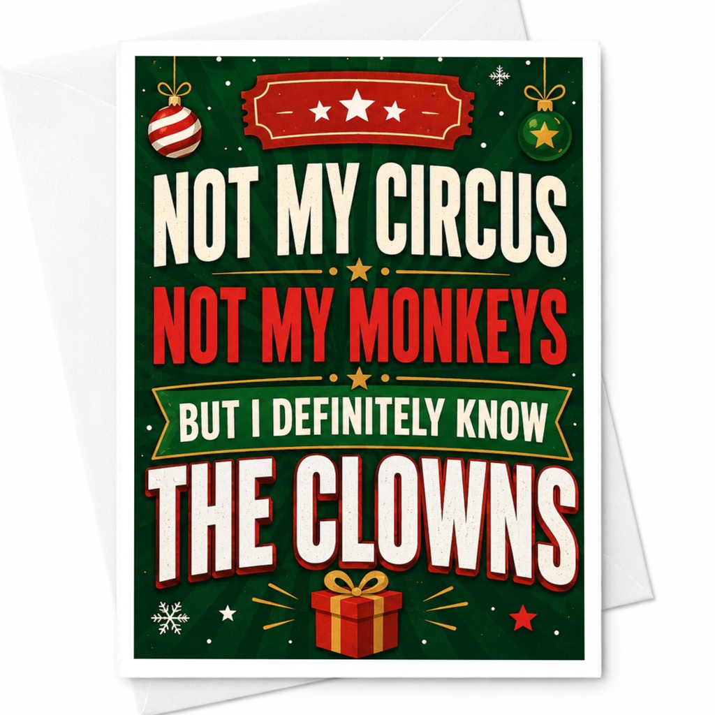 Not My Circus Not My Monkeys But I Definitely Know The Clowns Funny Greeting Card Everyday Card For Office Workers Adults C5068
