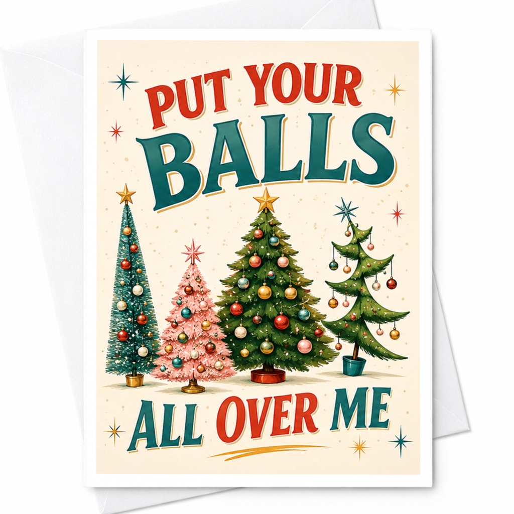 Put Your Balls All Over Me Funny Christmas Card Dirty Holiday Greeting Card For Friends Inappropriate Xmas Card C5069