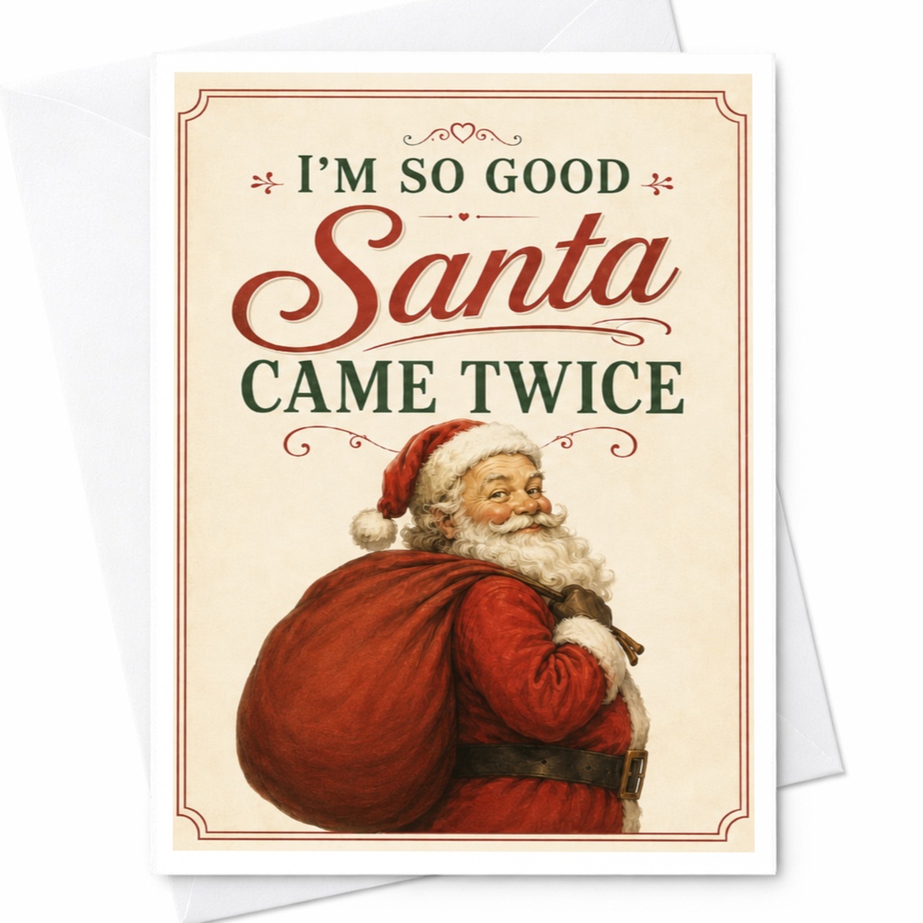 I'm So Good Santa Came Twice Funny Christmas Card Santa Holiday Greeting Card For Him Her Cute Festive Xmas Card C5037