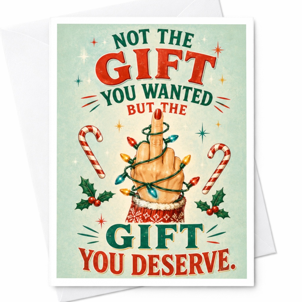 Not The Gift You Wanted But The Gift You Deserve Funny Christmas Card Holiday Greeting Card For Friends C5070