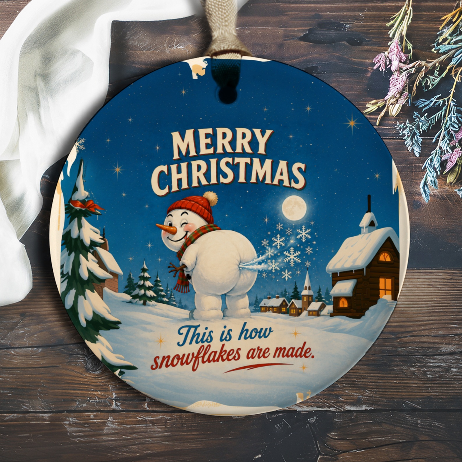 Merry Christmas This Is How Snowflakes Are Made Funny Christmas Ornament Snowman Winter Holiday Decor Cute Gift Idea O1025