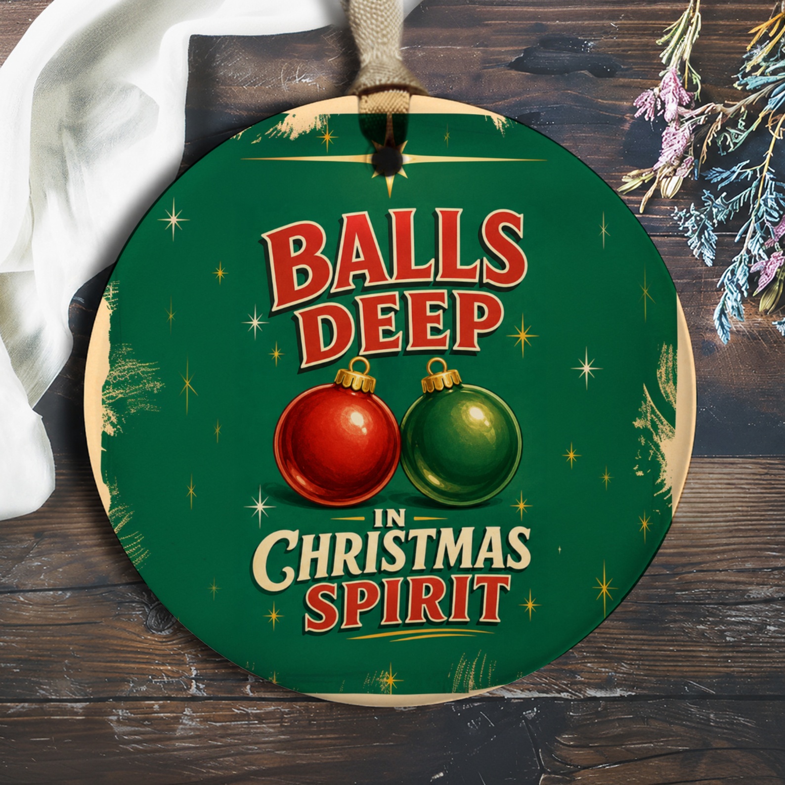 Balls Deep In Christmas Spirit Funny Christmas Ornament Holiday Decor Festive Tree Decoration Gift Idea O1010