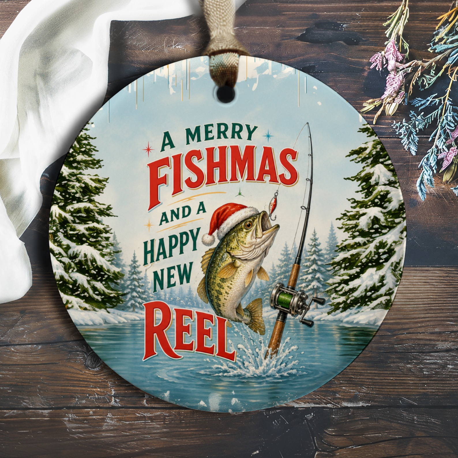 A Merry Fishmas And A Happy New Reel Christmas Ornament Funny Fishing Holiday Decor For Anglers Unique Gift Idea O1049