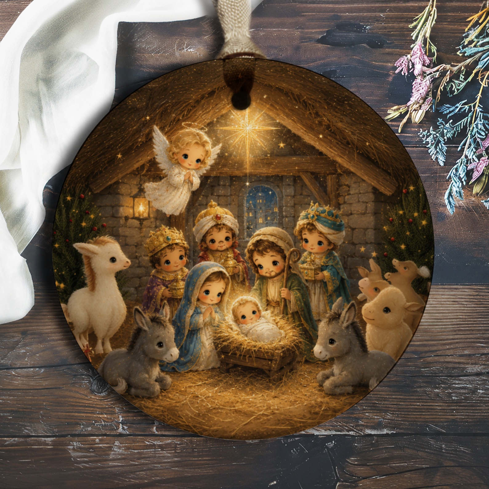 Nativity Scene Christmas Ornament Cute Holiday Decor Religious Christmas Decoration For Home Nativity Figurine Gift O1062