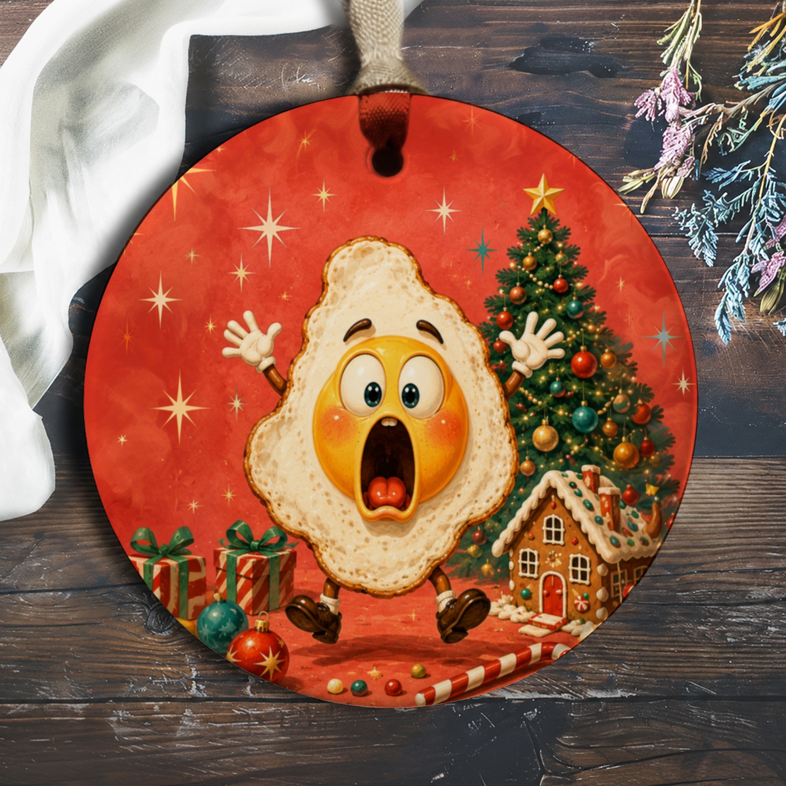 Funny Egg Character Christmas Ornament Cute Holiday Decor Tree Decoration Festive Gift Idea For Food Lovers O1065