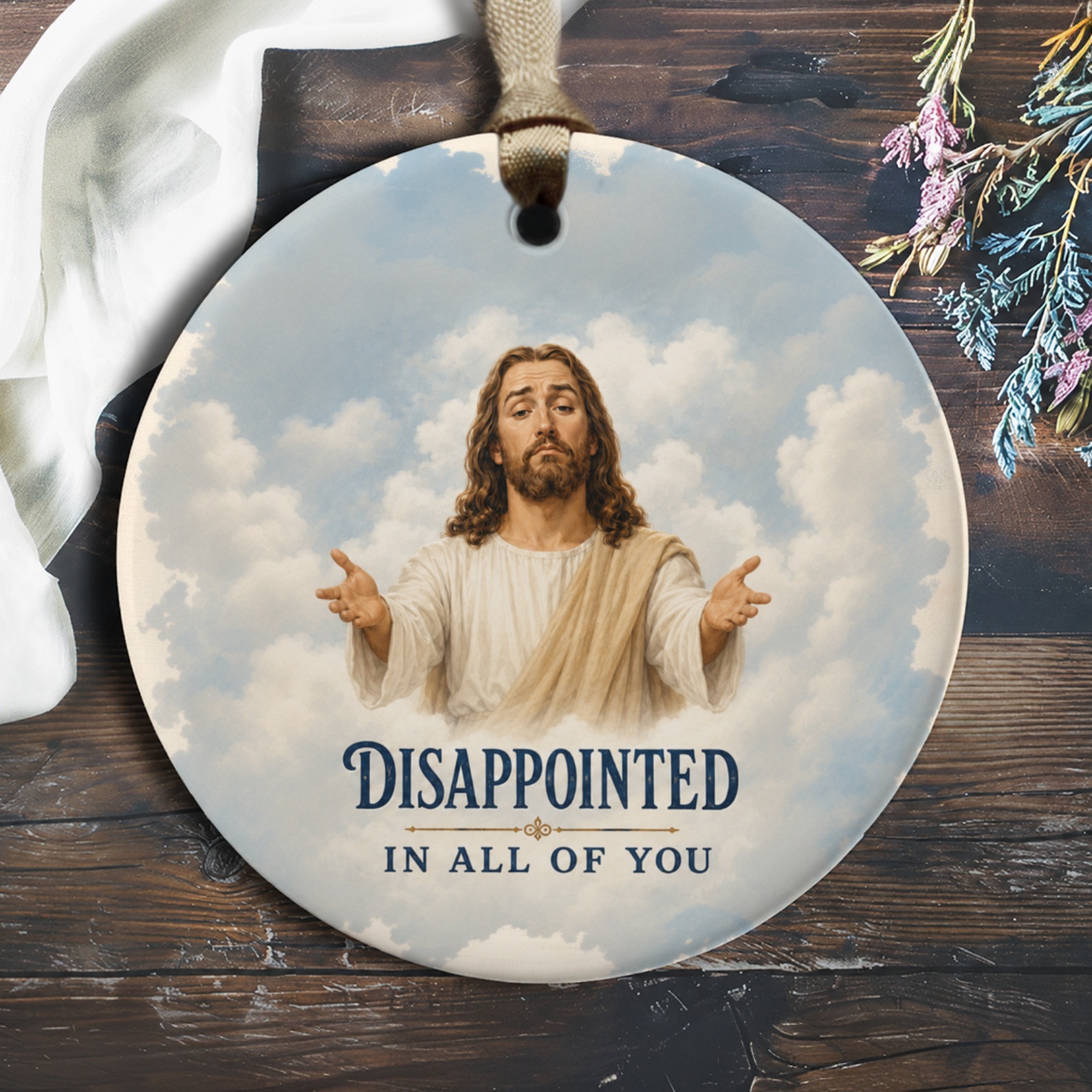 Disappointed In All Of You Funny Jesus Ornament Religious Decor Unique Gift Idea For Home Or Office O1029