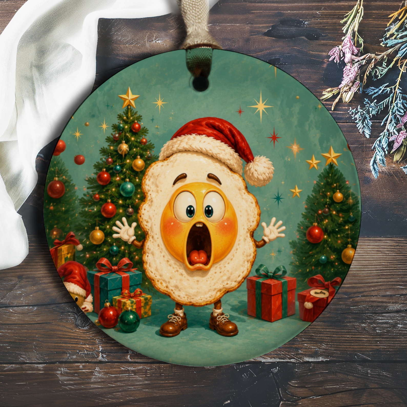 Christmas Emoji Ornament Cute Santa Hat Holiday Decor Funny Christmas Tree Decoration Gift For Kids Festive Home Decor O1064