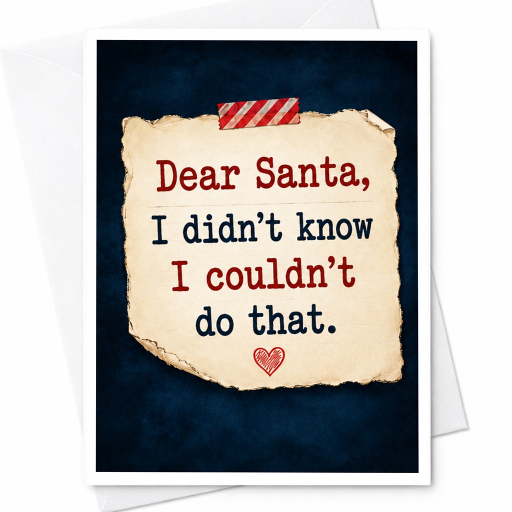 Dear Santa, I Didn't Know I Couldn't Do That Funny Christmas Card Sarcastic Holiday Greeting Card For Friends Family C5107