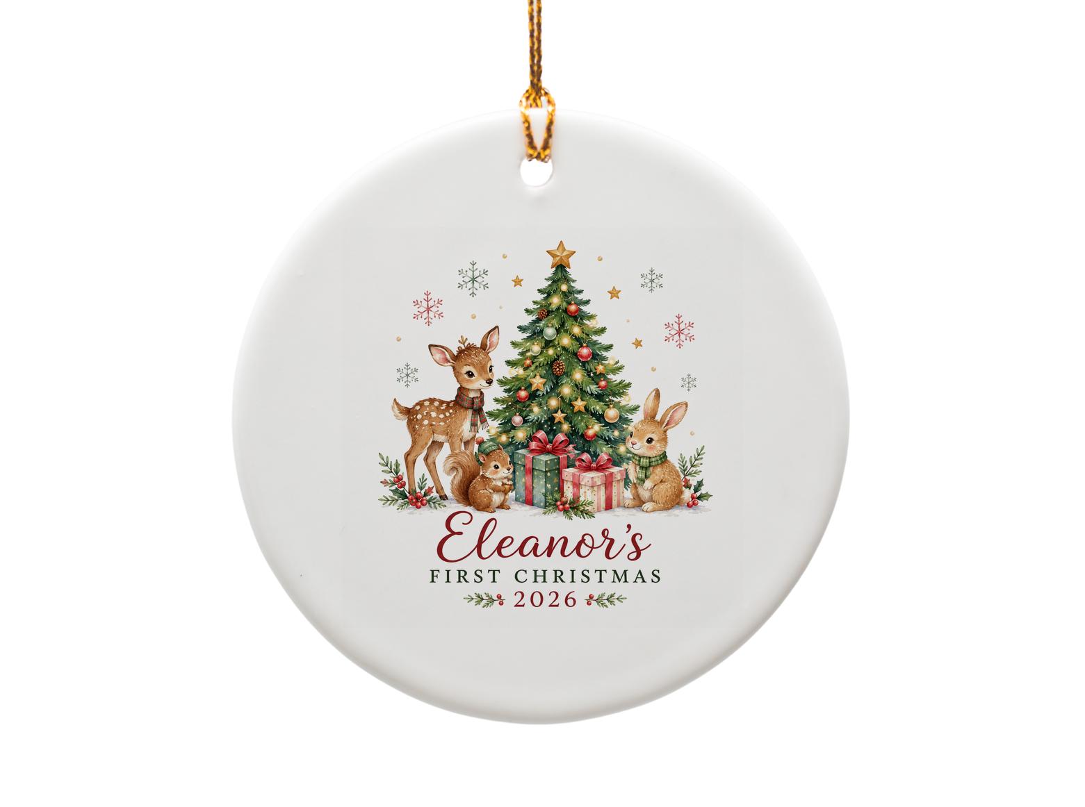 First Christmas 2026 Personalized Ornament Woodland Animals Baby's First Christmas Tree Decoration Gift O1142