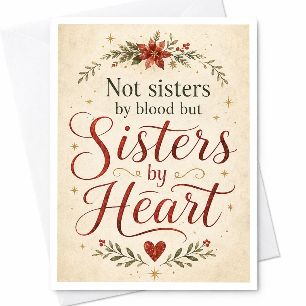 Not Sisters By Blood But Sisters By Heart Friendship Card Floral Heart For Best Friend Sisterly Love Sentimental Card C5120