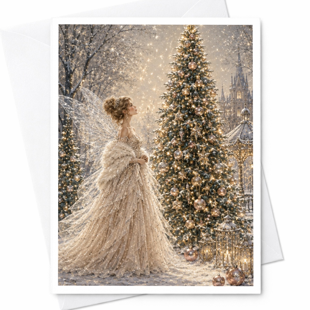 Fairy Christmas Card Elegant Holiday Greeting Card Winter Wonderland Scene For Her Enchanting Christmas Card Fantasy Art C5128