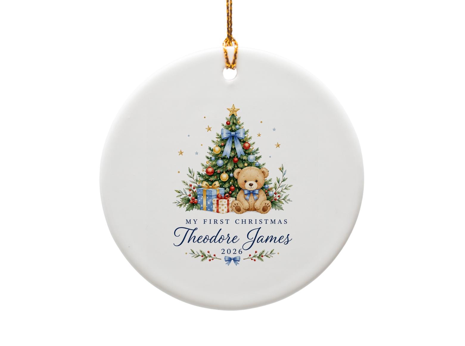 Custom My First Christmas 2026 Personalized Baby Ornament Teddy Bear Christmas Tree Keepsake Gift O1144