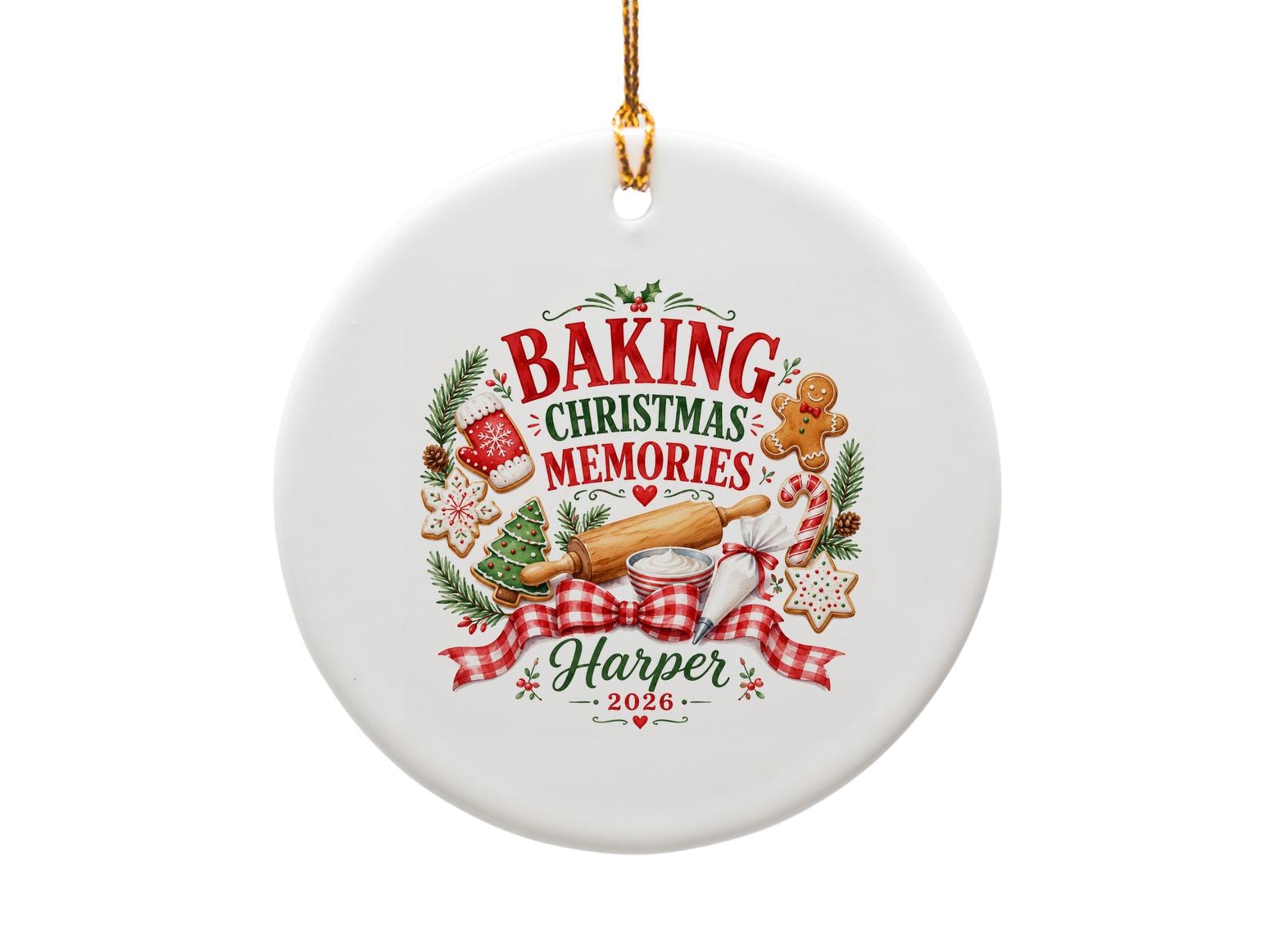 Baking Christmas Memories Personalized Ornament 2026 Holiday Decor Custom Name Christmas Tree Decoration Gift O1156
