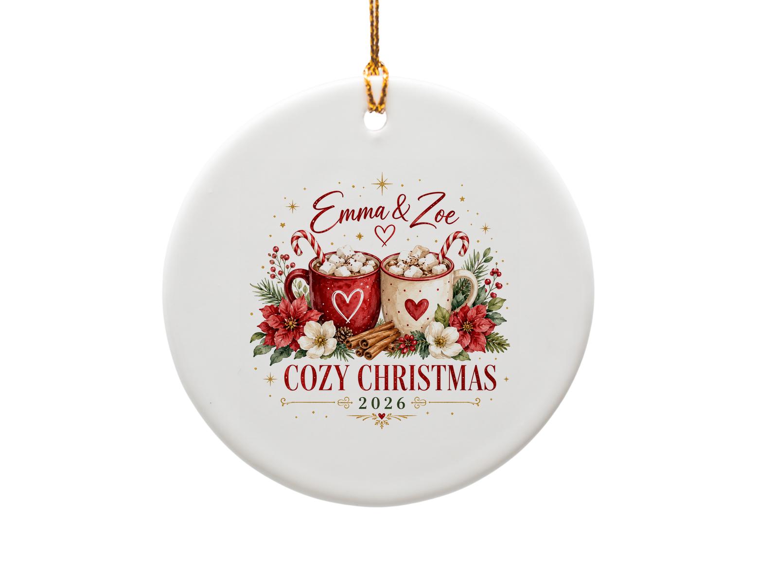 Cozy Christmas 2026 Ornament Personalized Holiday Decor Festive Mug Xmas Gift Keepsake O1154
