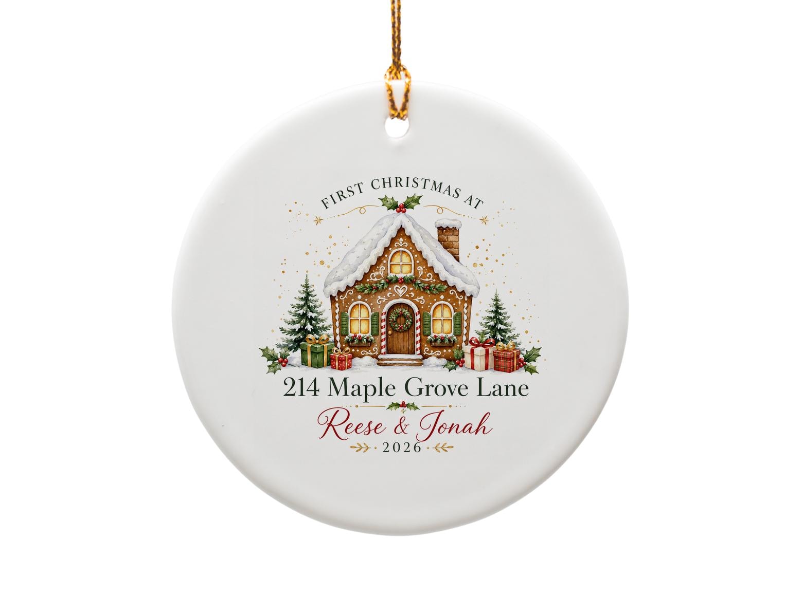 First Christmas Custom Address 2026 Personalized Ornament Gingerbread House Christmas Decor O1157