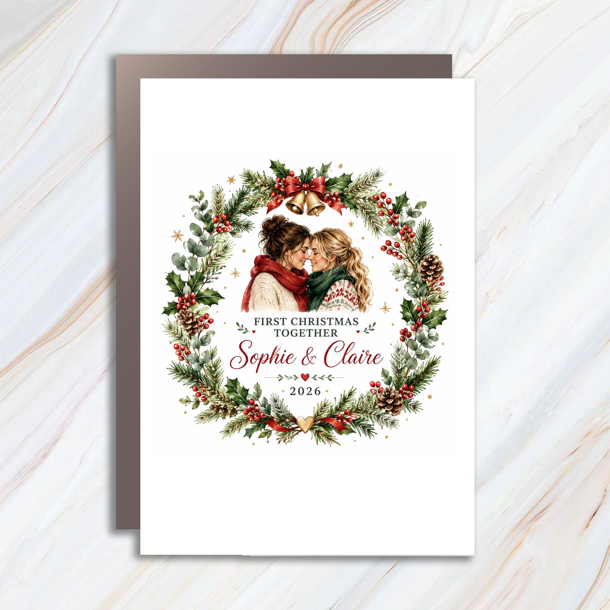 First Christmas Together 2026 Personalized Christmas Card Couple Holiday Greeting Card First Xmas Together C1146