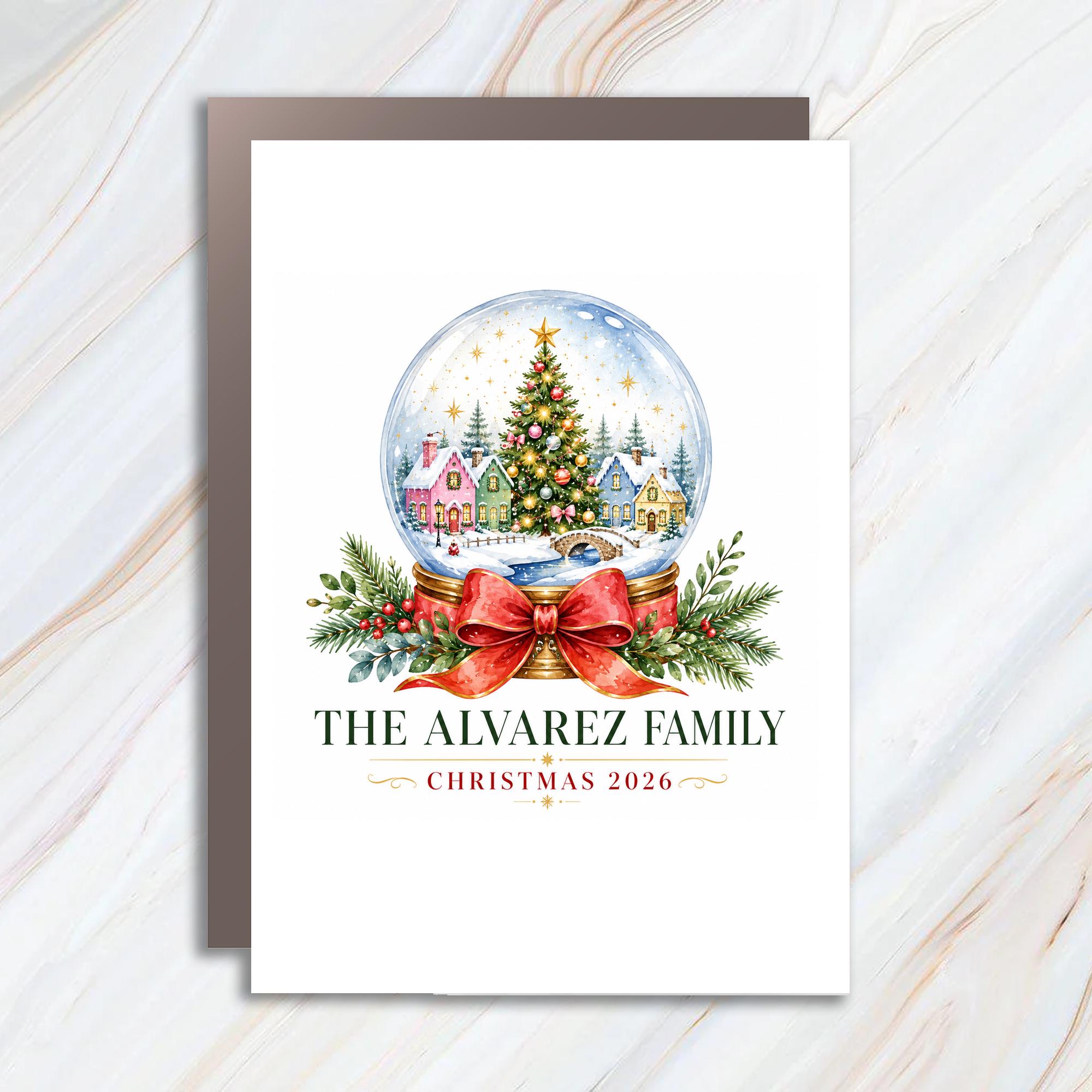 Custom Family Christmas 2026 Personalized Christmas Card Family Holiday Greeting Festive Snow Globe C1147