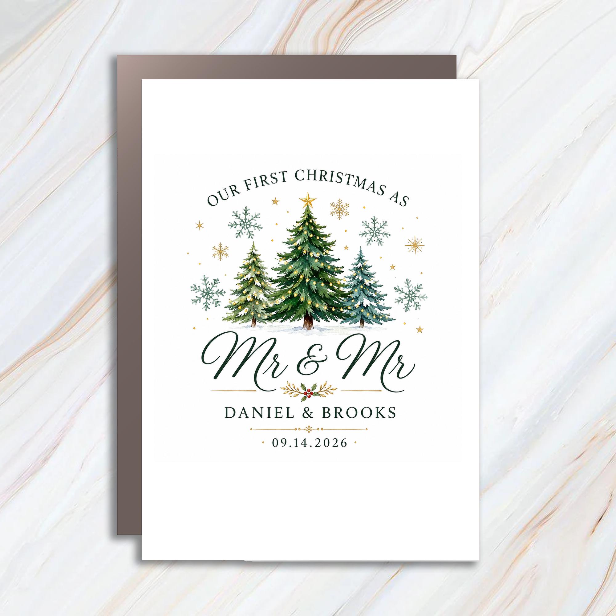 Our First Christmas As Mr & Mr Christmas Card Personalized Holiday Card For Couple Lgbtq Wedding Keepsake 2026 C1141