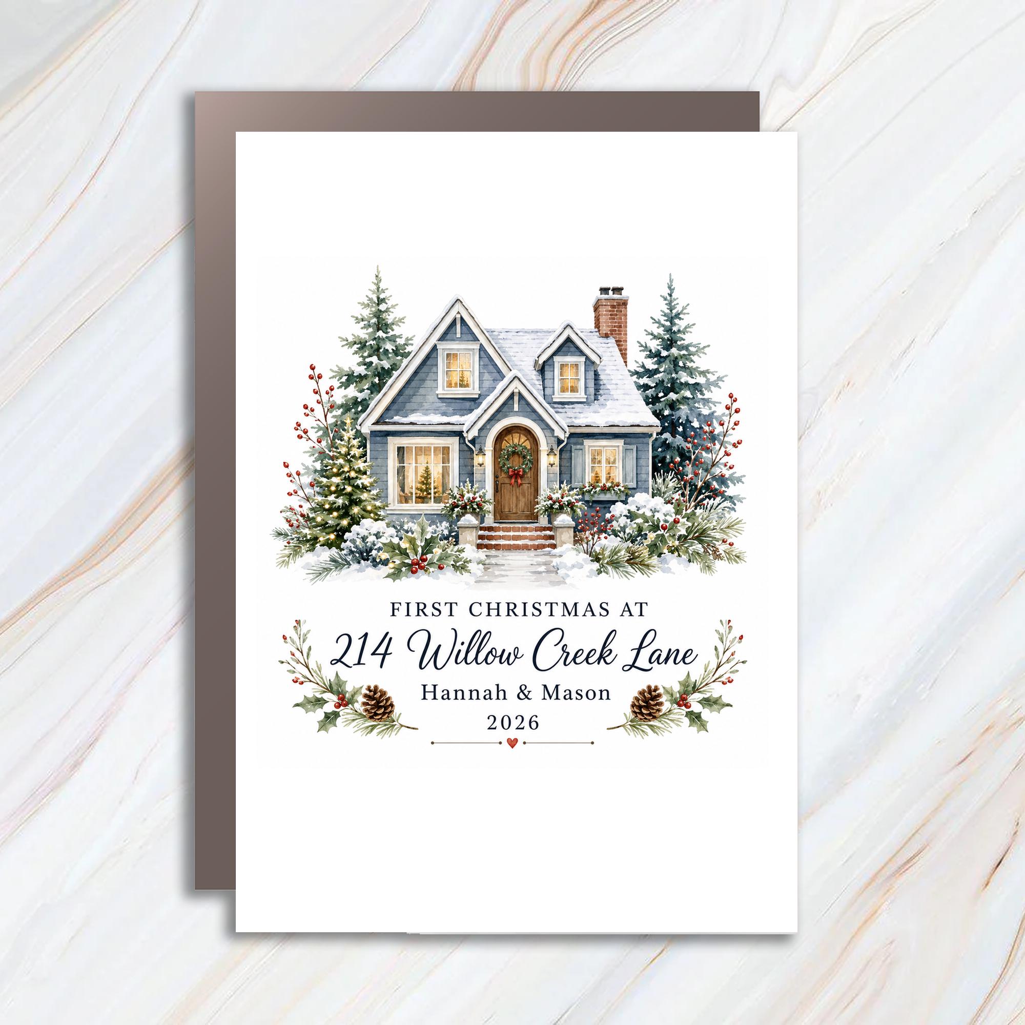 First Christmas Christmas Card Personalized Holiday Greeting Card New Home Family 2026 C1160