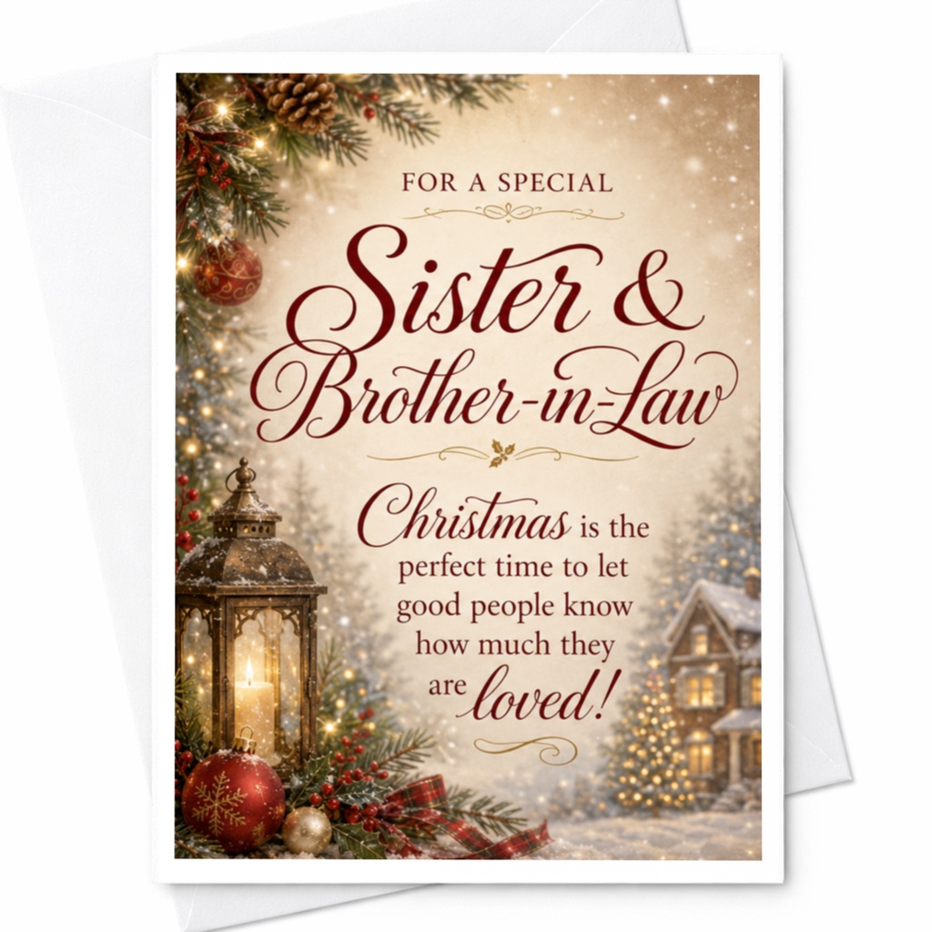 For A Special Sister & Brother-In-Law Christmas Card Festive Holiday Greeting Card For Family Loved Ones Seasonal Wishes C5268