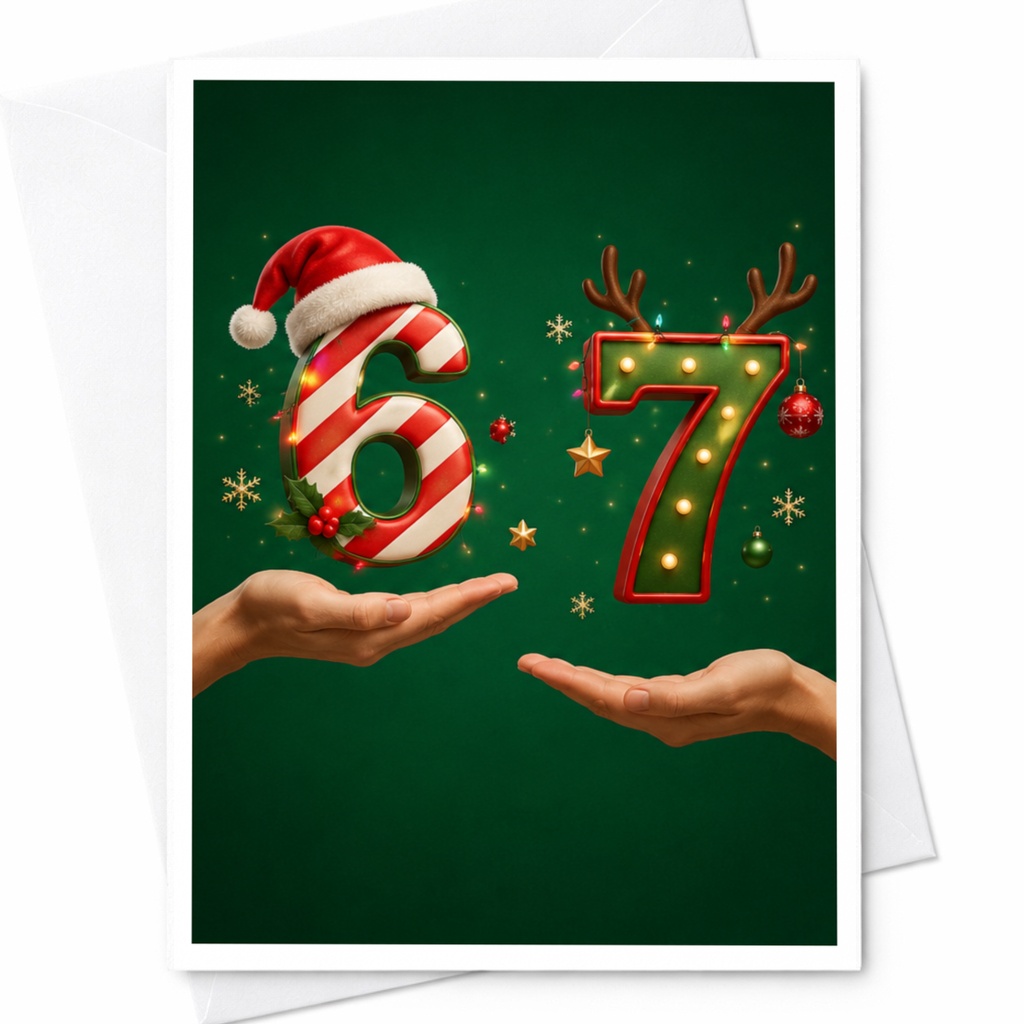 67 Festive Christmas Card Funny Holiday Greeting Card Gen Alpha Slang Meme For Friends Family Cute Xmas Card C5228
