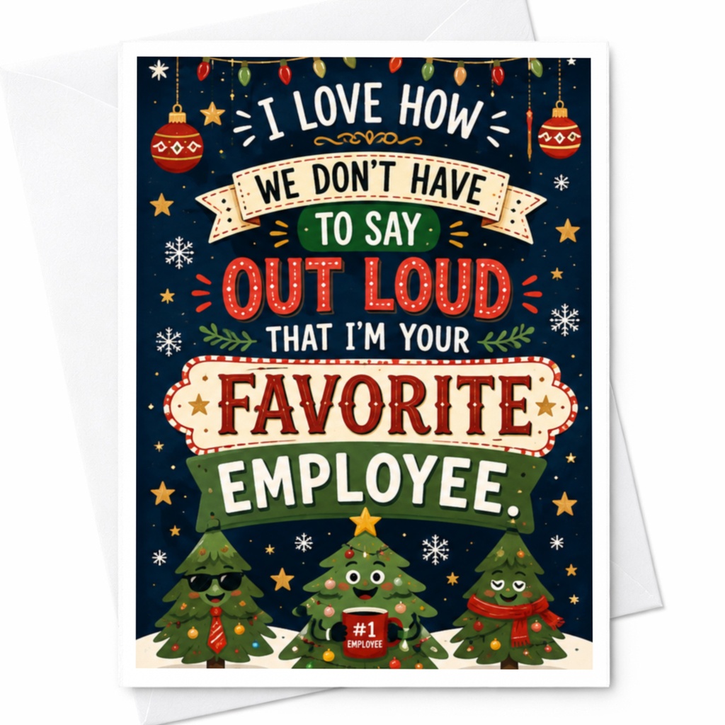 I Love How We Don't Have To Say Out Loud That I'm Your Favorite Employee Christmas Card Funny Holiday Greeting For Boss Office Hum C5287
