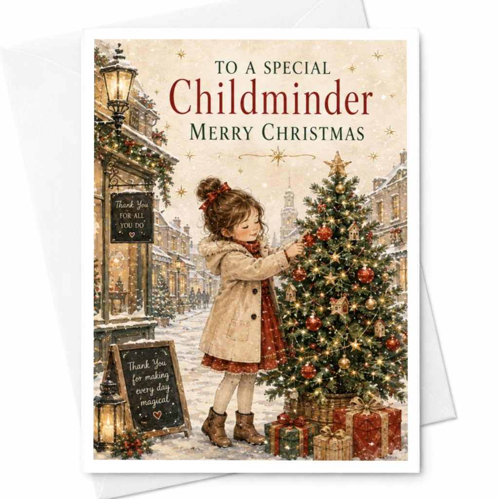 To A Special Childminder Merry Christmas Holiday Card For Childminder Appreciation Festive Greeting Card From Parents C5258