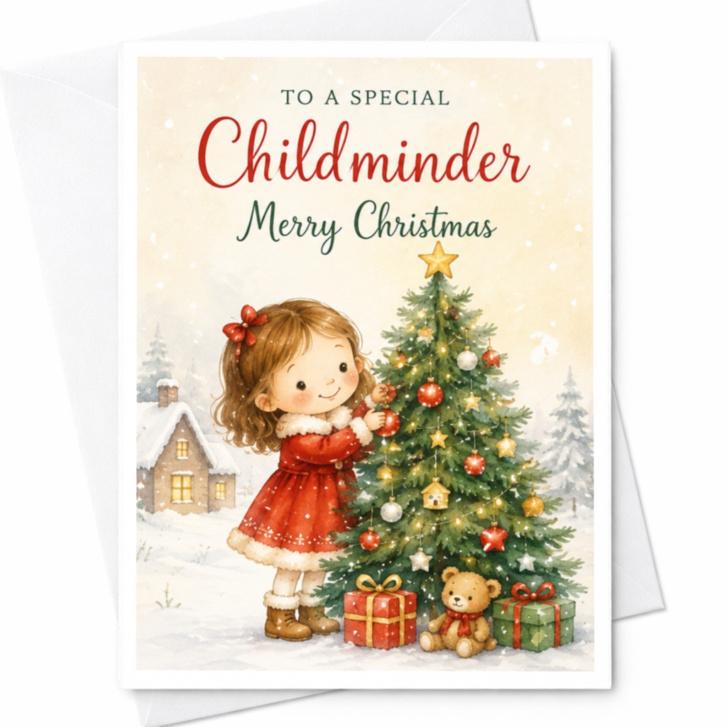 To A Special Childminder Merry Christmas Card Cute Holiday Greeting Card For Childcare Provider Festive Xmas Card C5260
