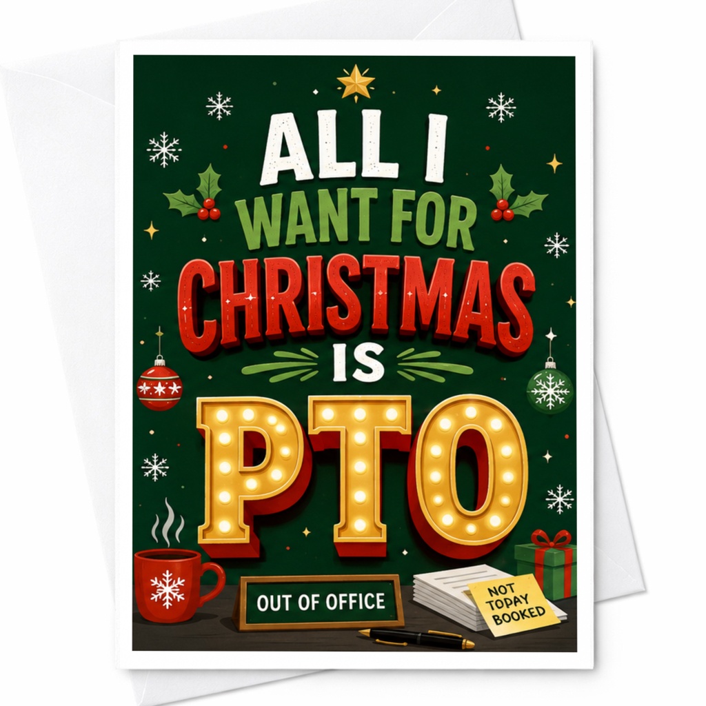 All I Want For Christmas Is Pto Funny Christmas Card Holiday Office Party Greeting Card For Coworker Work Gift C5280