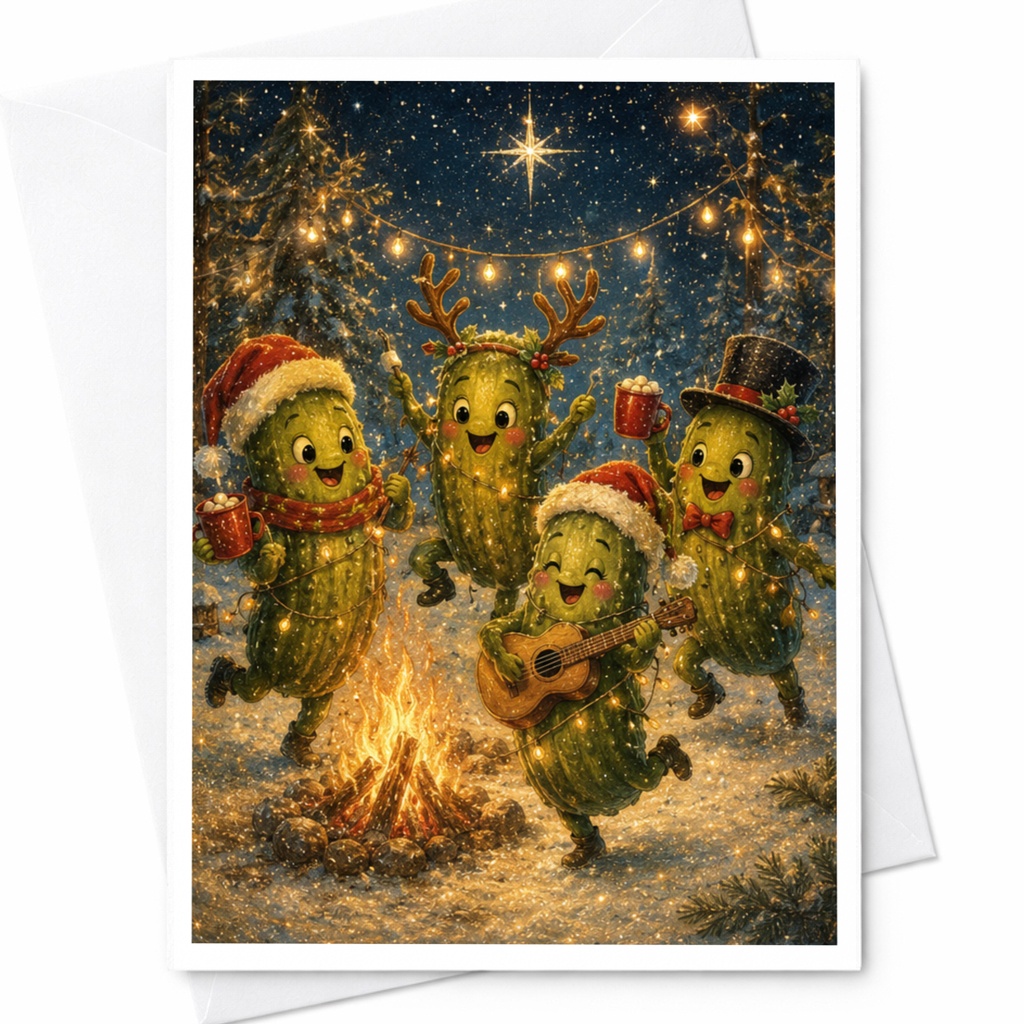 Cactus Christmas Card Festive Holiday Greeting Card Cute Cactus Characters Winter Scene For Colleagues Secret Santa Fun C5281