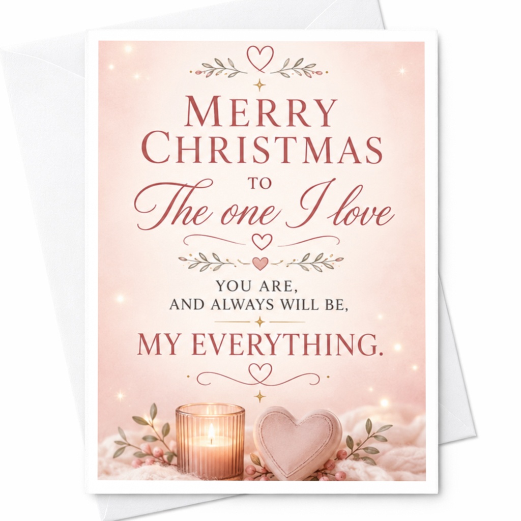Merry Christmas To The One I Love Romantic Christmas Card For Partner My Everything Holiday Greeting Card For Him Her C5285