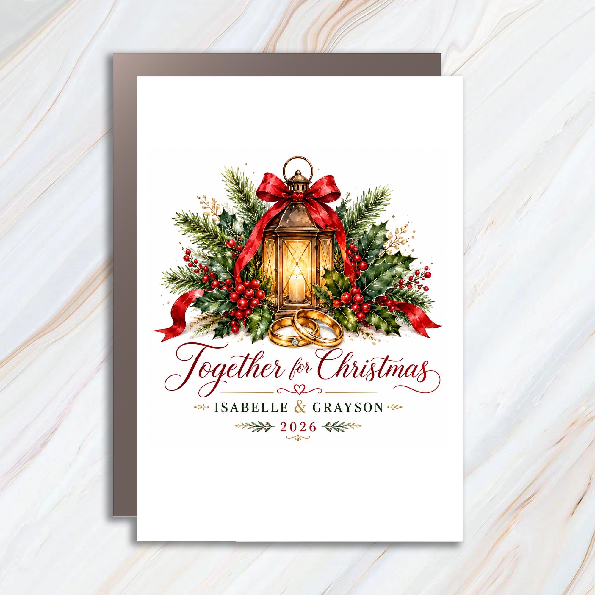 Together For Christmas Wedding Card Personalized Holiday Card 2026 Festive Greeting Card C1162
