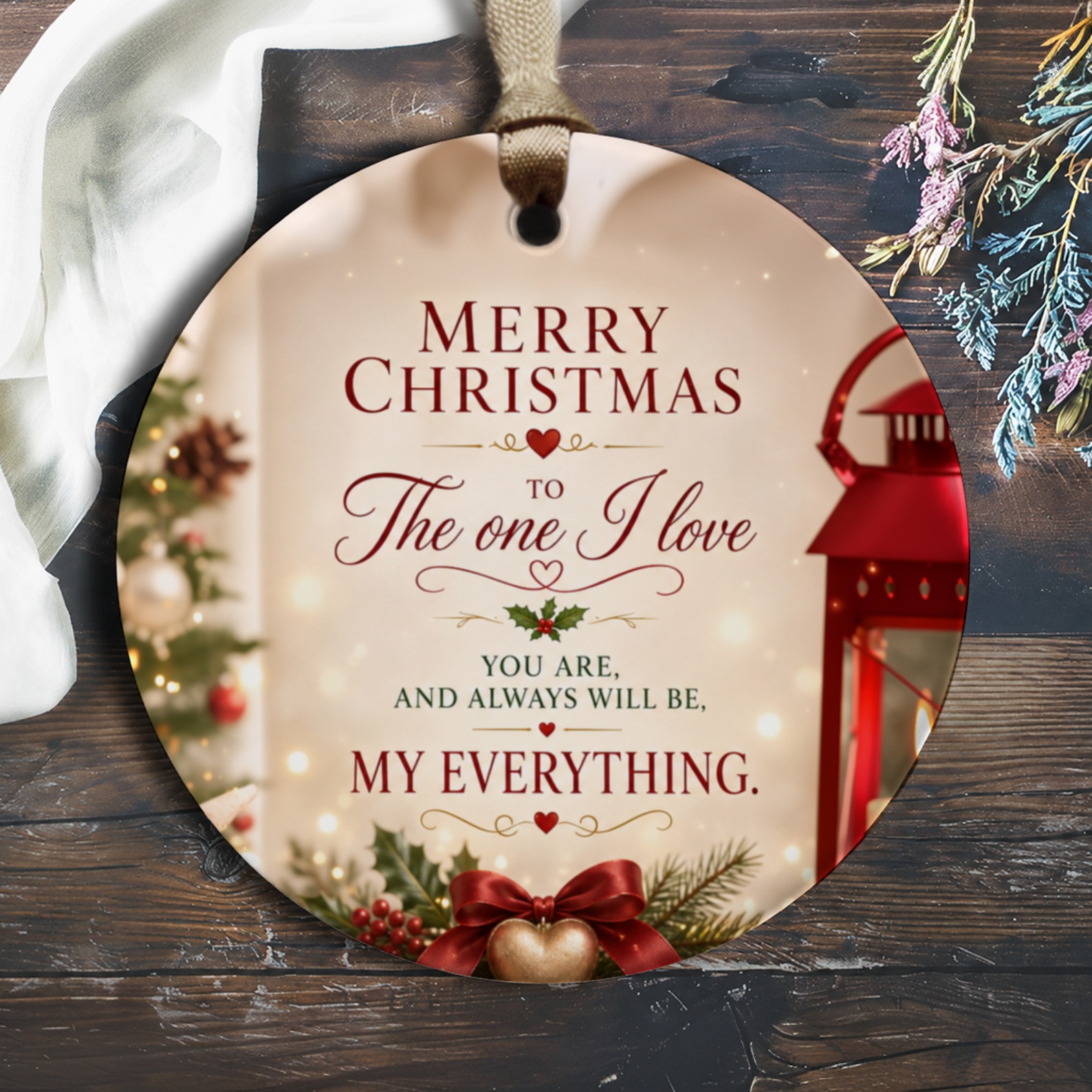 Merry Christmas To The One I Love Ornament Romantic Holiday Decoration You Are My Everything Christmas Gift For Partner O1091