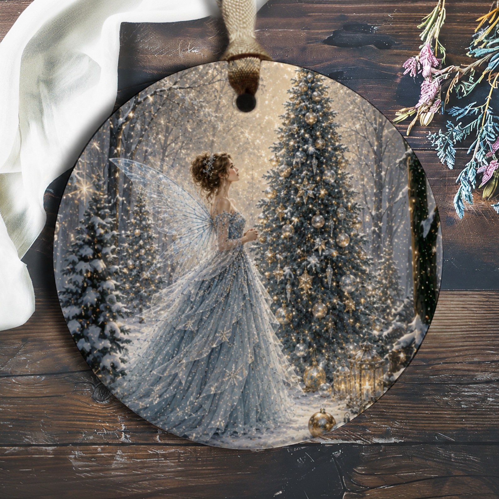 Fairy Christmas Ornament Enchanted Winter Scene Holiday Decor Magical Tree Decoration For Home Festive Gift Idea O1075