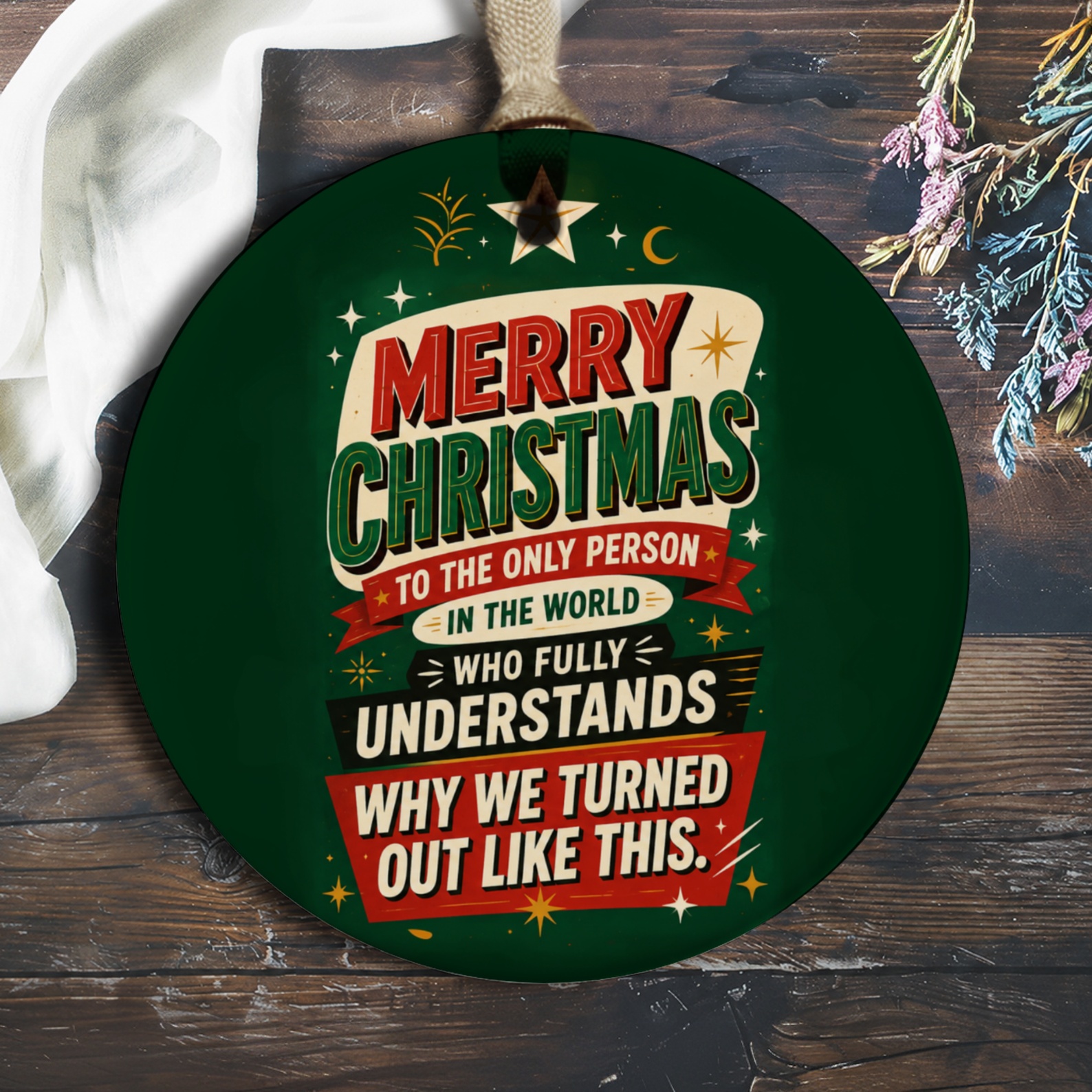 Merry Christmas Ornament Funny Holiday Decor Family Festive Tree Decoration Unique Gift Idea For Loved Ones O1132