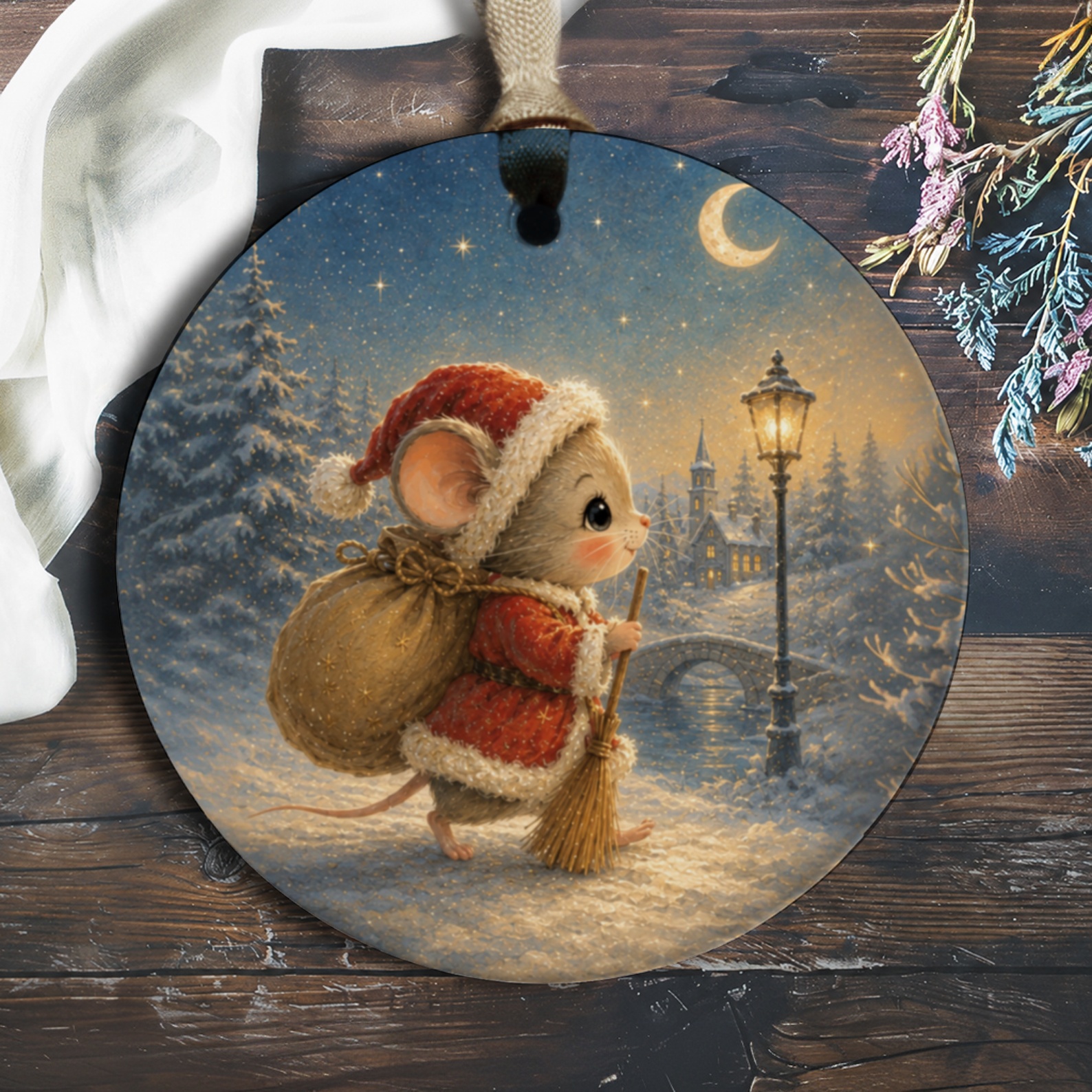 Cute Christmas Mouse Ornament Winter Holiday Decor Santa Mouse Decoration Festive Animal Ornament For Tree Adorable Gift O1094