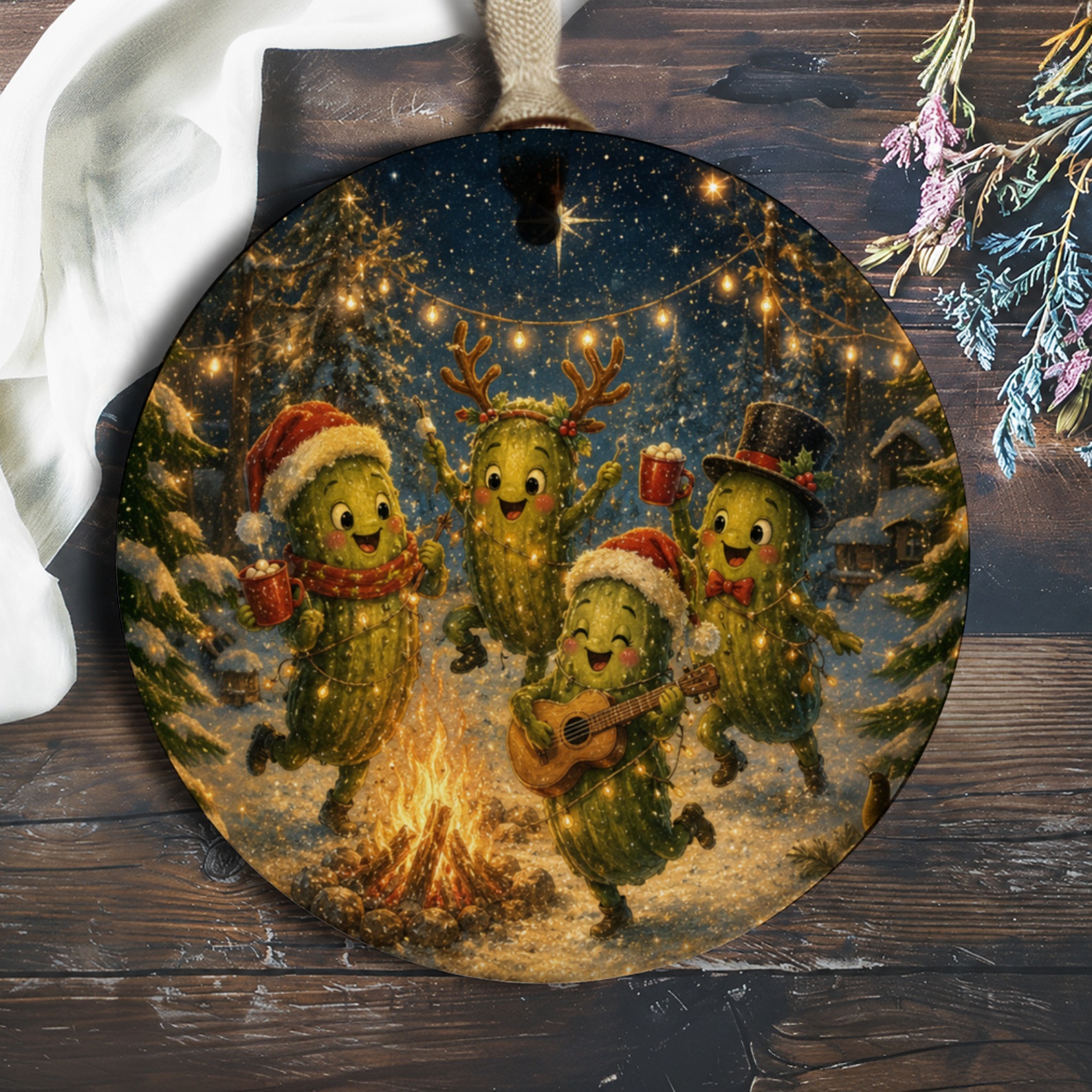 Festive Cactus Characters Christmas Ornament Cute Holiday Decor Winter Wonderland Scene For Tree Decoration O1096