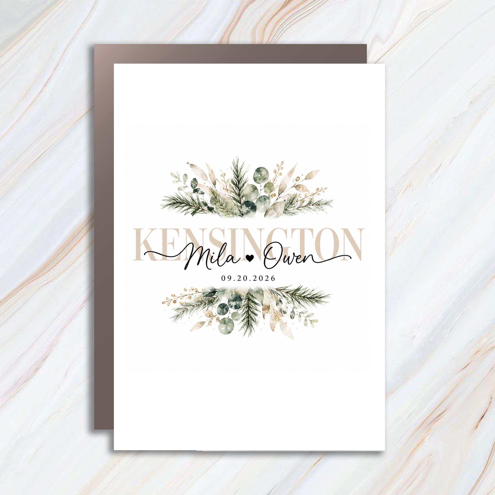 Custom Wedding Card Elegant Floral Personalized Couple Keepsake C1175