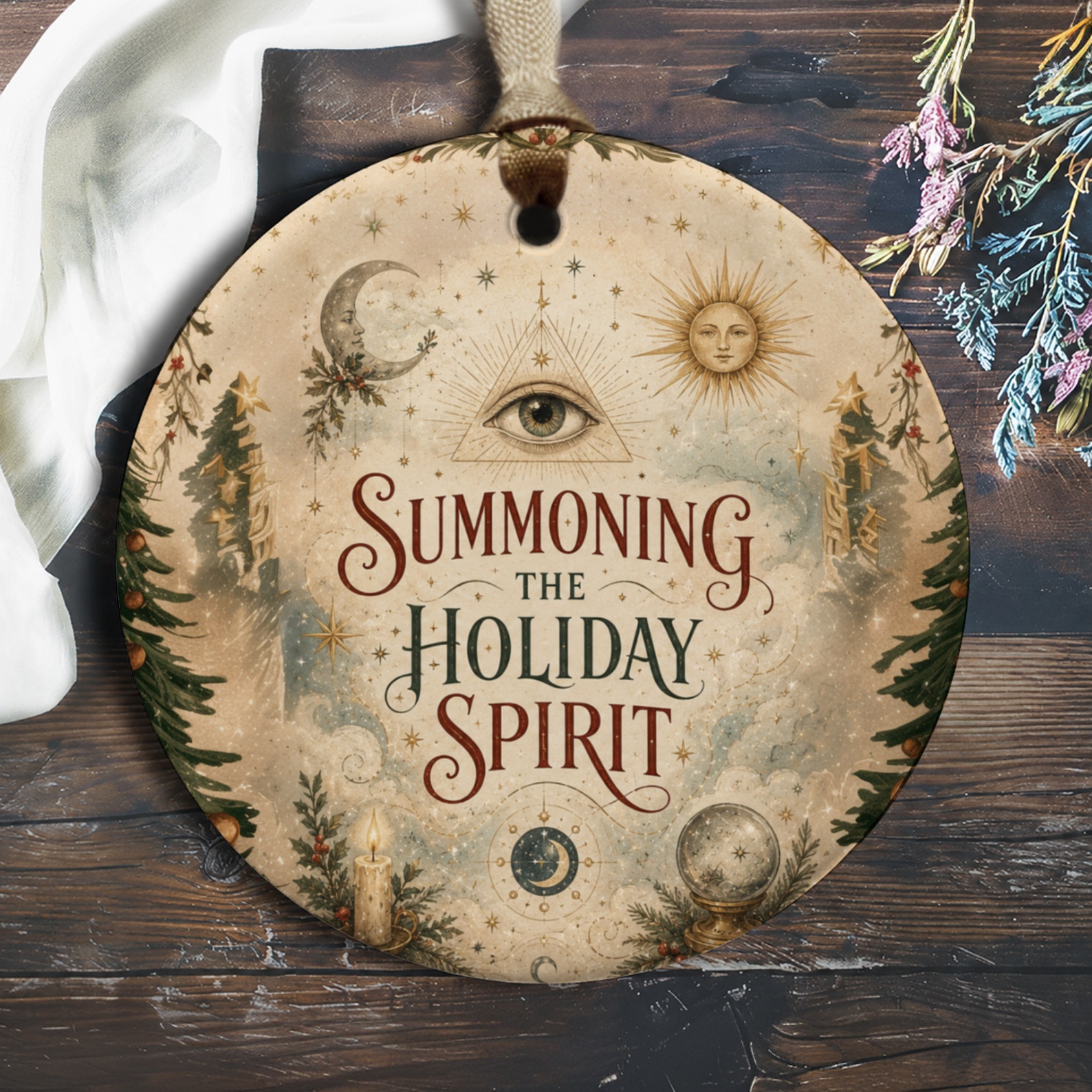 Summoning The Holiday Spirit Christmas Ornament Vintage Mystical Holiday Decor Festive Tree Decoration O1111