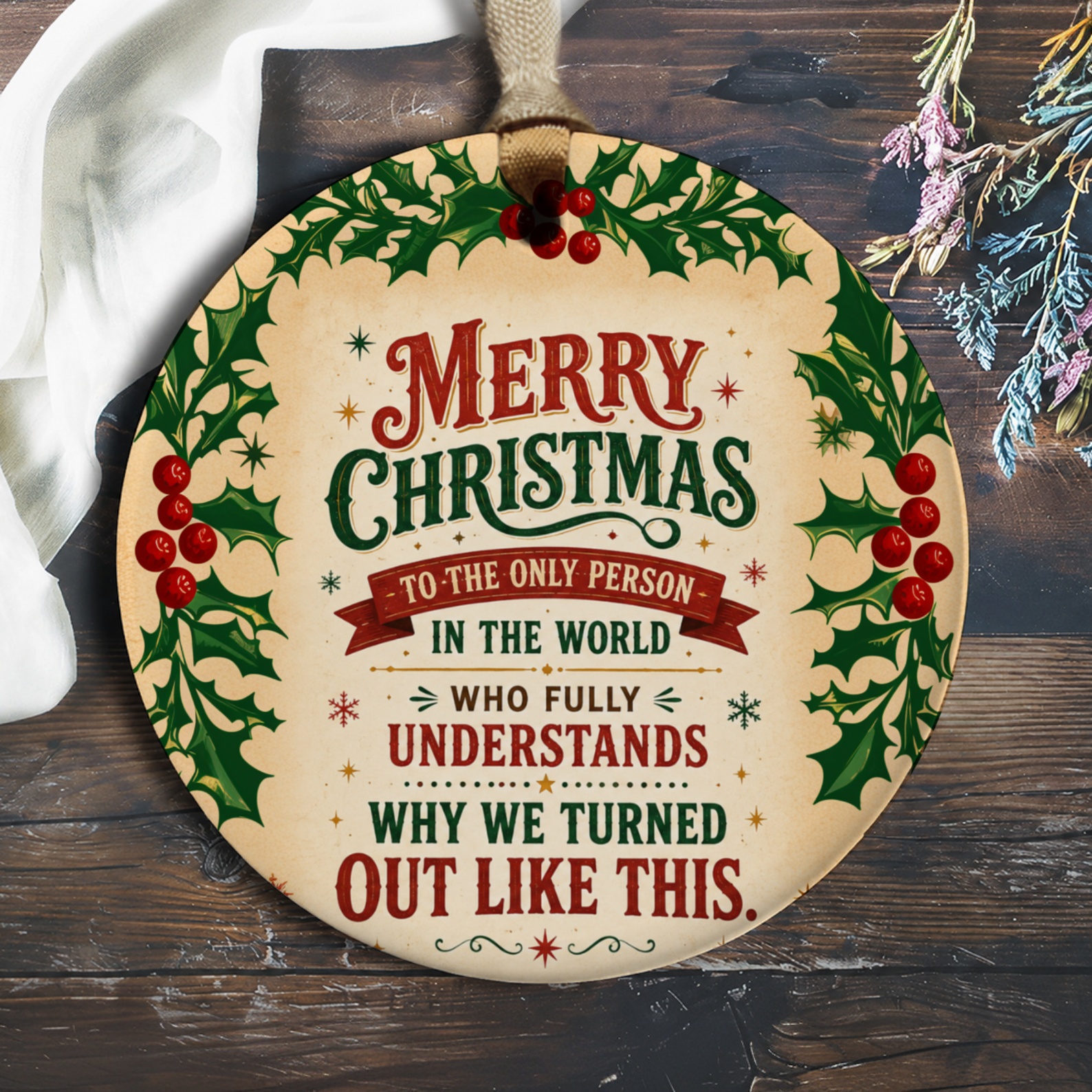 Merry Christmas Ornament Funny Holiday Decor Holly Christmas Gift For Family Unique Xmas Decoration O1133