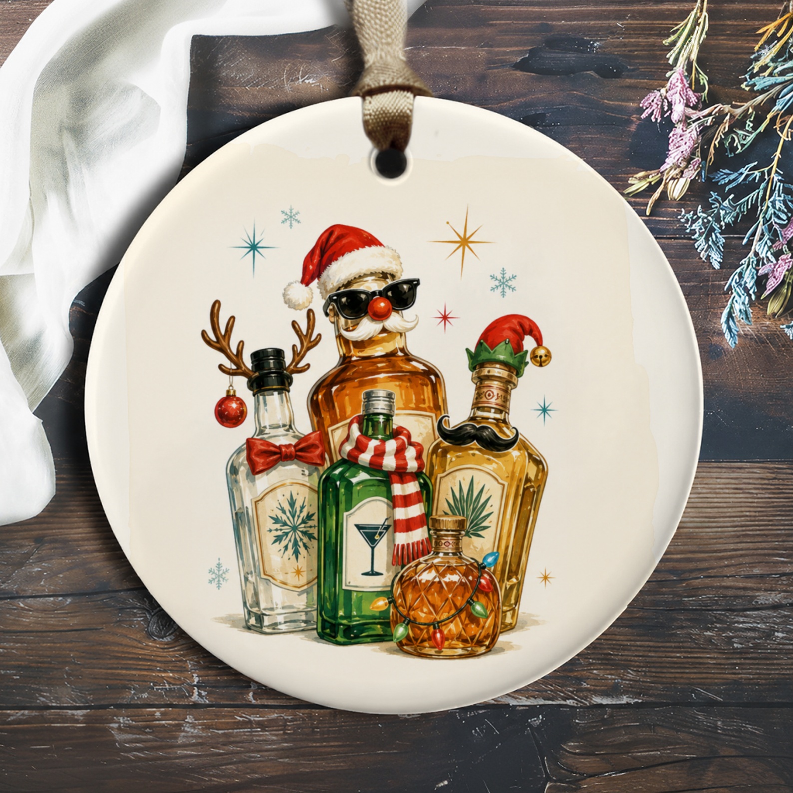 Festive Liquor Bottles Christmas Ornament Holiday Decor Funny Bar Decor Gift For Him Her Unique Xmas Ornament O1144